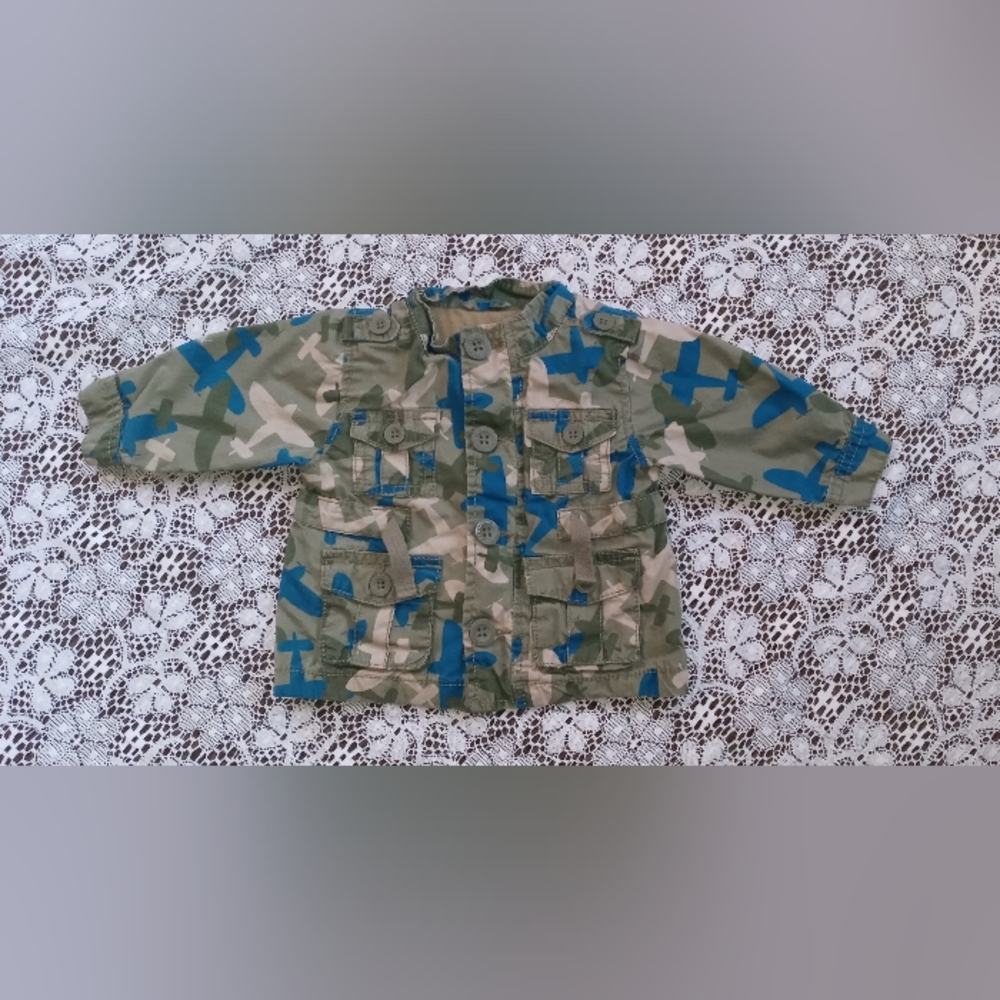 OLD NAVY BABY BOYS CARGO JACKET - 3-6 MOS Airplane Multicolored